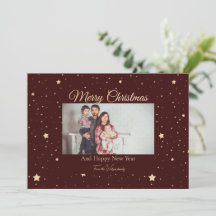 Red and Gold Starry Night Photo Christmas