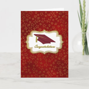 Red and Gold Stars Graduation Card