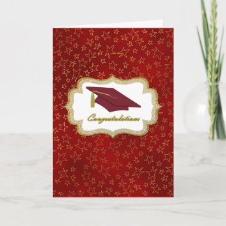 Red and Gold Stars Graduation Card