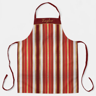 Red and Gold Stripe Personalised Apron