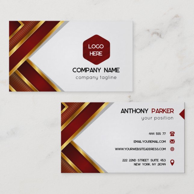 Red And Gold Stripes  Business Card (Front/Back)