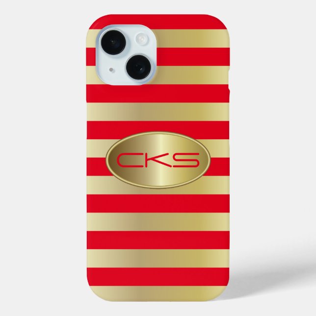 Red and Gold Stripes | Monogram Case-Mate iPhone Case (Back)