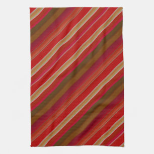 Red and Gold Stripes Tea Towel