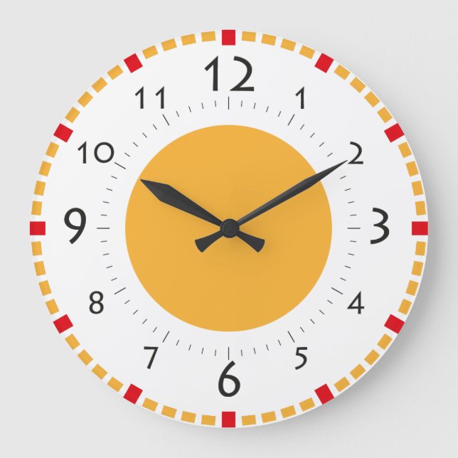 Red and Gold Sunshine Retro Clock (Front)