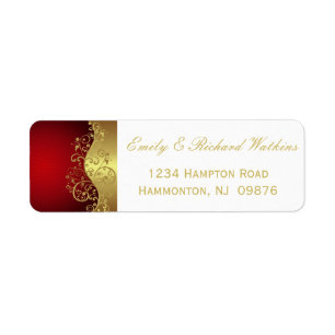 Red and Gold Swirl Elegant Labels