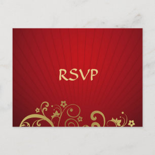 Red and Gold Swirl Post Card Reply