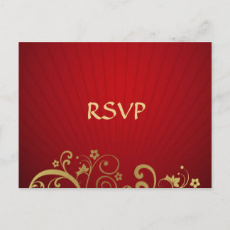 Red and Gold Swirl Post Card Reply