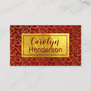 Red and Gold Swirls Business Card