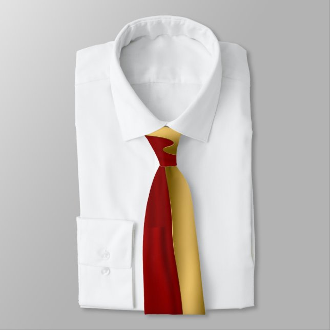 Red and Gold Swoop Tie (Tied)