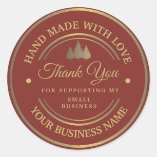 Red and gold   thank you  classic round sticker