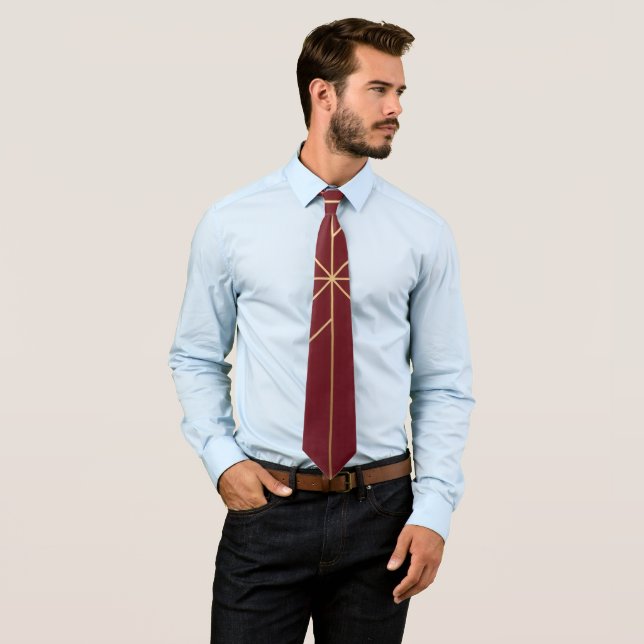 red and gold themed tie (In Situ)