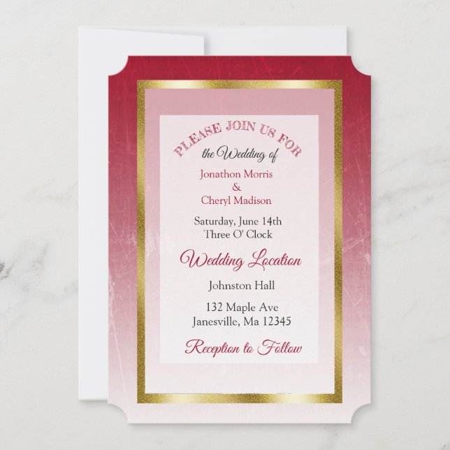 Red and Gold Themed  Wedding Invites (Front)