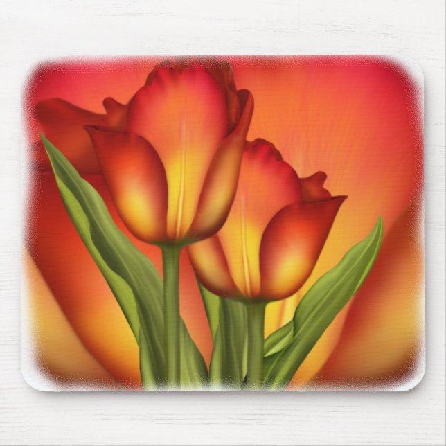 Red and Gold Tulips Mouse Mat (Front)