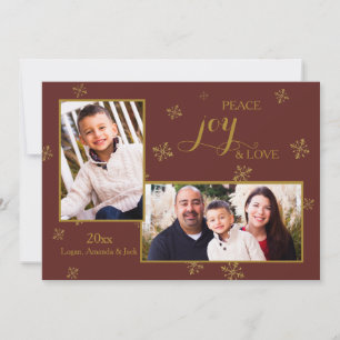 Red and Gold Two Photo Holiday Card