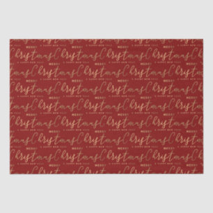 Red and Gold Typography Script Merry Christmas Tissue Paper