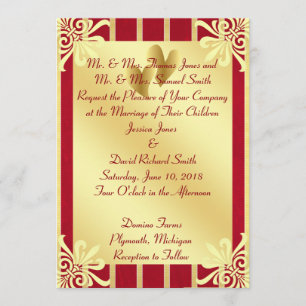 Red and Gold Valentine's Day Wedding Invitation