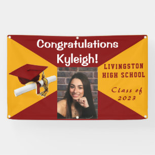 Red and Gold Vinyl Graduation Photo Banner