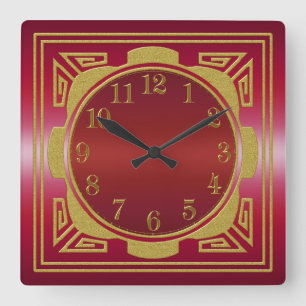 Red and Gold Wall Clock