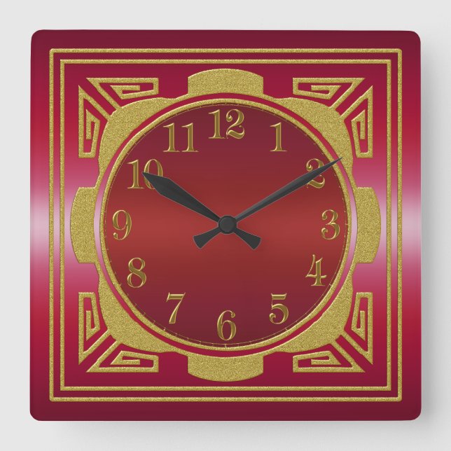 Red and Gold Wall Clock (Front)