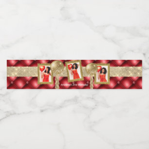 Red and Gold Water Label with Pictures