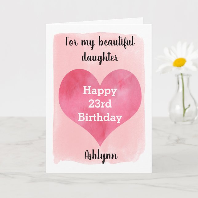 Red and Gold Watercolor 23rd Birthday Card (Small Plant)