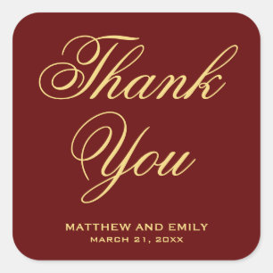 Red and Gold Wedding Favour Sticker