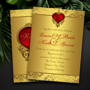 Red and Gold Wedding Invitation