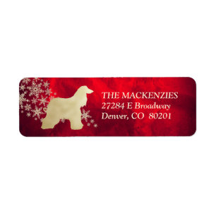 Red and Gold Winter Afghan Hound Return Address