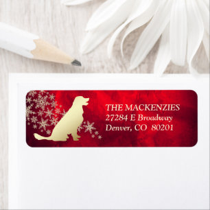 Red and Gold Winter Retriever Return Address