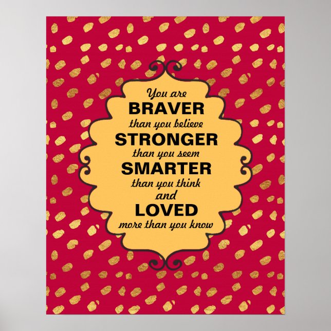Red and Gold Words of Encouragement Poster (Front)