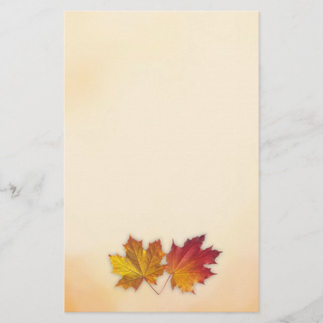 Red and golden maple autumnal leaves Stationery (Front)