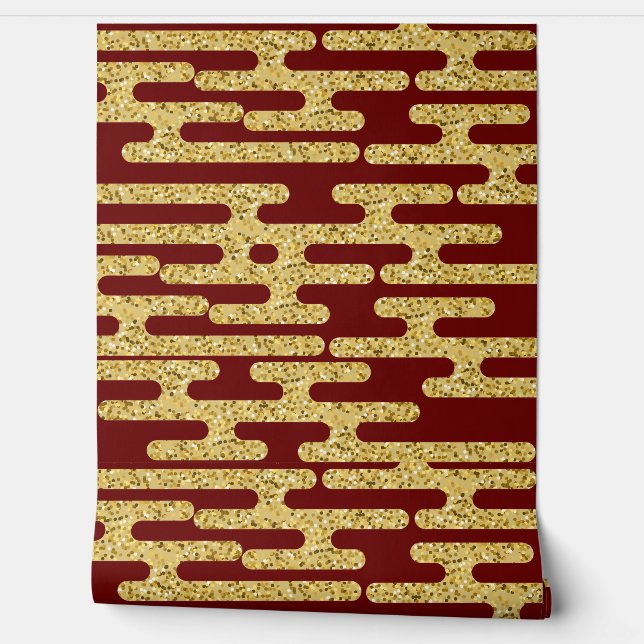 Red and Golden Pattern Minimalist  Wallpaper (Unrolling)