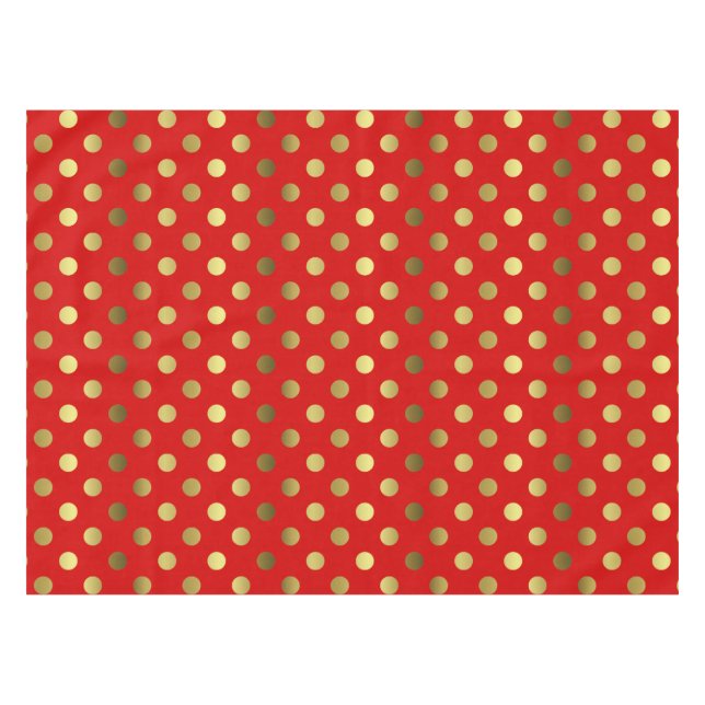 Red and Golden Polka Dot Table Cloth (Front (Horizontal))
