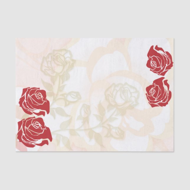 Red and golden roses tissue paper (Front)