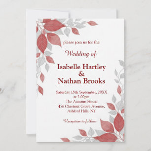 Red and Gray Fall Wedding Invitation