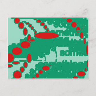 red and green 1123 abstract art postcard