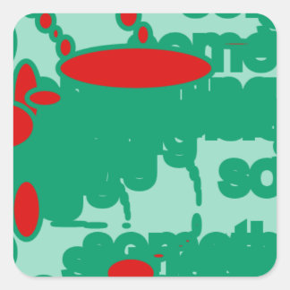 red and green 1123 abstract art square sticker