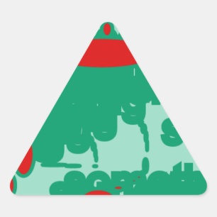red and green 1123 abstract art triangle sticker