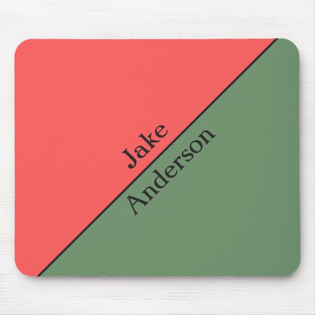 Red and Green 45 Degrees Minimalist Mouse Mat (Front)