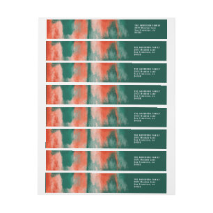 Red and green abstract painted Christmas holiday Wrap Around Label
