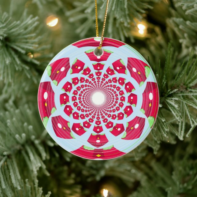 Red and Green Abstract  Pattern Ceramic Tree Decoration (Tree)