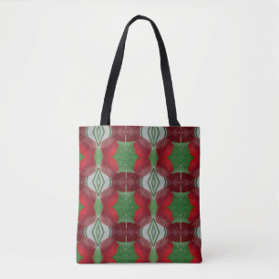 Red and green abstract sea glass tote bag
