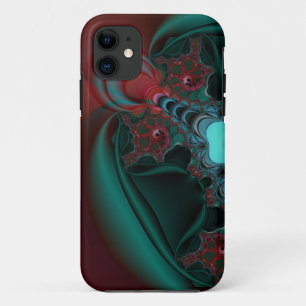 red and green abstract space fractal art iPhone 11 case