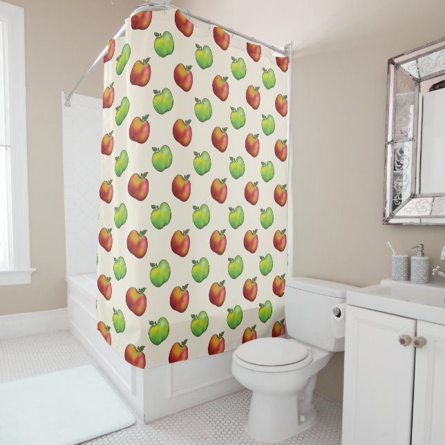 Red And Green Apple Fruits Pattern Shower Curtain (In Situ)