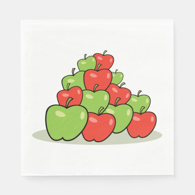 Red and Green Apple Pile Fresh Fruit Napkin (Front)