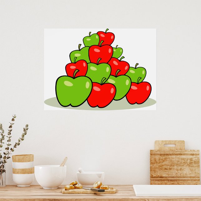 Red and Green Apple Pile Fresh Fruit Poster (Creator Uploaded)
