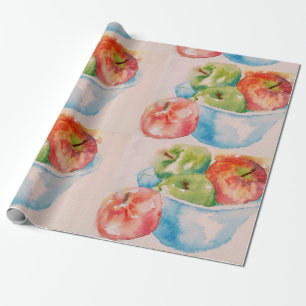 Red and Green Apples apple Watercolour Wrapping Wrapping Paper