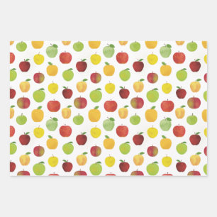 Red and Green Apples Fruit Pattern Wrapping Paper Sheet