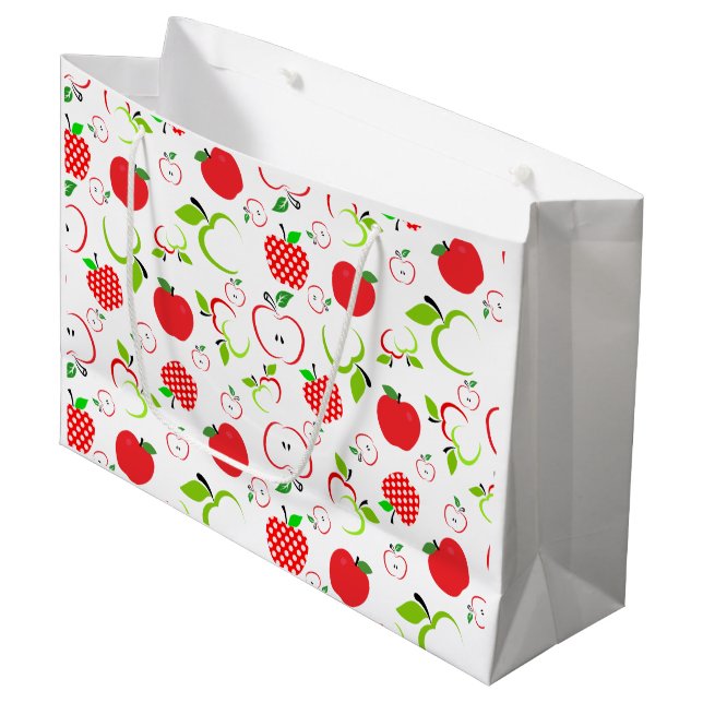 Red and Green Apples Large Gift Bag (Front Angled)