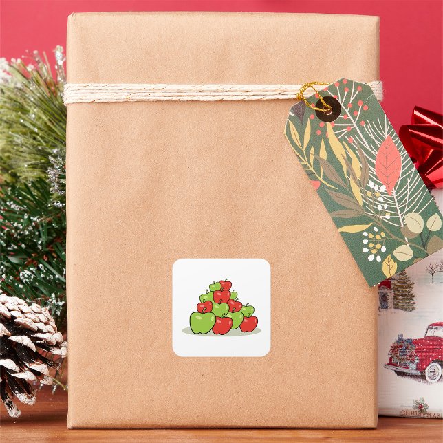 Red And Green Apples Square Sticker (Creator Uploaded)